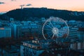 Budapest ferris wheel at Elisabeth square at winter time after sunset. Hungary