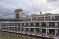 Budapest floating hotel on Danube river Royalty Free Stock Photo