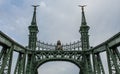 The Budapest Freedom bridge on the Danube river, close up of upper part of construction Royalty Free Stock Photo