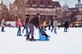 04.01.2022.Budapest.Family winter sport.Holiday and seasonal concept.Activity,Adult,Child,Childhood,Daughter.Happy little boy and