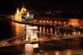 Budapest - Hungarian parliament and chain bridge. Royalty Free Stock Photo