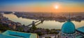 Budapest, Hungary - Aerial panoramic skylie of Budapest with Buda Castle Royal Palace, Szechenyi Chain Bridge Royalty Free Stock Photo