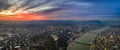 Budapest, Hungary - Aerial panoramic skyline view of Budapest from above with Citadel, Gellert Hill Royalty Free Stock Photo