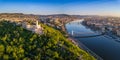 Budapest, Hungary - Aerial panoramic skyline view of Budapest at sunrise Royalty Free Stock Photo