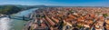 Budapest, Hungary - Aerial panoramic view of capital of Hungary on sunny summer day with Liberty Bridge, Gellert Hill, Buda Castle Royalty Free Stock Photo