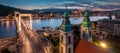 Budapest, Hungary - Aerial panoramic view of Budapest at dusk. This view includes Inner-City Mother Church of Our Lady Royalty Free Stock Photo