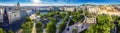 Budapest, Hungary - Aerial panoramic view of Elisabeth square Erzsebet ter at sunrise