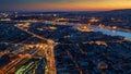 Budapest, Hungary - Aerial panoramic view of Budapest by night with all the mayor landmarks Royalty Free Stock Photo