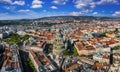 Budapest, Hungary - Aerial panoramic view of Budapest with St.Stephen`s Basilica, Szechenyi Chain Bridge, Buda Castle Royalty Free Stock Photo