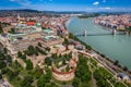 Budapest, Hungary - Aerial skyline view of Buda Castle Royal Palace on a bright summer day with Szechenyi Chain Bridge Royalty Free Stock Photo