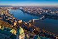 Budapest, Hungary - Aerial skyline view of Budapest with Buda Castle Royal Palace Royalty Free Stock Photo