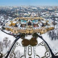 Budapest, Hungary - Aerial skyline view of the famous Szechenyi Thermal Bath in City Park Royalty Free Stock Photo