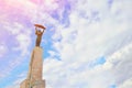 Budapest, Hungary - Aerial view of the beautiful Hungarian Statue of Liberty or Freedom Statue monument and blue sky Royalty Free Stock Photo