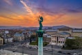 Budapest, Hungary - Aerial view of Heroes` Square with museum of fine arts