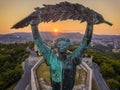 Budapest, Hungary - Aerial view of the Statue of Liberty at sunset Royalty Free Stock Photo
