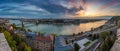 Budapest, Hungary - Amazing colorful sunrise over the city of Budapest with Szechenyi Chain Bridge Royalty Free Stock Photo