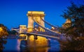 Budapest Hungary. Ancient Chain bridge on Danube river Royalty Free Stock Photo