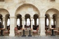 Budapest, Hungary - 17 April 2018: cafe with columns in the royal palace. Royalty Free Stock Photo