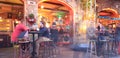 BUDAPEST, HUNGARY - april 2019: Interior view of the famous Szimpla Garden ruin pub with people enjoying night life