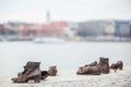 Shoes on the Danube Bank a memorial in honor to the Jews killed by fascist Arrow Cross militiamen in Budapest during World War II Royalty Free Stock Photo