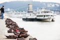 Shoes on the Danube Bank a memorial in honor to the Jews killed by fascist Arrow Cross militiamen in Budapest during World War II Royalty Free Stock Photo