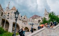 Monument to King Matthias against the background of the towers of the Fisherman`s Bastion in Budapest Royalty Free Stock Photo