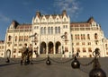 Budapest, Hungari - August 29, 2017: Honorary Guard on Lajos Koshuta Square near Hungarian Parliament Building in Budapest. Royalty Free Stock Photo