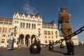 Budapest, Hungari - August 29, 2017: Honorary Guard on Lajos Koshuta Square near Hungarian Parliament Building in Budapest.