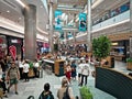 Interior in the beautiful multi-storey shopping center Westend in the center of Budapest, food court