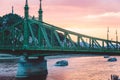 BUDAPEST, HUNGARY, August, The National Monument is the green Liberty Bridge in Budapest