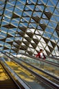BUDAPEST, HUNGARY - AUGUST 17: Passengers passing by on the escalator in Budapest, Hungary onAugust 17, 2014 Royalty Free Stock Photo