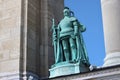 BUDAPEST, HUNGARY - AUGUST 08, 2012: Sculpture of John Hunyadi Margo Ede, 1906. Millennium Monument on the Heroes Square. Royalty Free Stock Photo