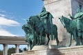 BUDAPEST, HUNGARY - AUGUST 08, 2012: Statues of the legendary Seven Chieftains on the Heroes` Square.