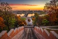 Budapest, Hungary - Autumn in Budapest. The Castle Hill Funicular BudavÃÂ¡ri Siklo with the Szechenyi Chain Bridge Royalty Free Stock Photo