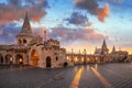 Budapest, Hungary - Beautiful autumn sunrise at Castle district and Fisherman`s Bastion with warm sunlight