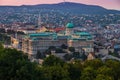 Budapest, Hungary - The beautiful Buda Castle Royal Palace with the Buda hills and the Matthias Church Royalty Free Stock Photo