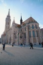 Budapest, Hungary - The beautiful Matthias Church Matyas templom at sunrise with clear blue sky