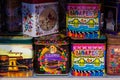 Budapest, Hungary: A beautiful souvenir box with a picture of the city and attractions is sold in the market