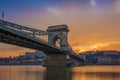 Budapest, Hungary - The beautiful Szechenyi Chain Bridge and Buda Castle Royal Palace Royalty Free Stock Photo