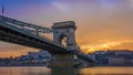 Budapest, Hungary - The beautiful Szechenyi Chain Bridge and Buda Castle Royal Palace Royalty Free Stock Photo