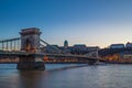 Budapest, Hungary - Beautiful Szechenyi Chain Bridge over River Danube and Buda Castle Royal Palace Royalty Free Stock Photo