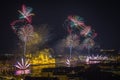 Budapest, Hungary - The beautiful 20th of August fireworks over the river Danube Royalty Free Stock Photo