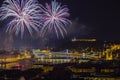 Budapest, Hungary - The beautiful 20th of August fireworks over the river Danube Royalty Free Stock Photo