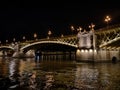 Budapest, Hungary, bridge at night. Artistic look in colours.