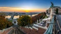 Budapest, Hungary - Budapest Castle Hill Funicular Budavari Siklo track and Buda Castle Royal Palace at sunrise Royalty Free Stock Photo