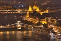 Budapest, Hungary, Budapest Parliament, Chain Bridge, Danube River - Night Picture