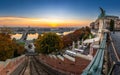 Budapest, Hungary - Budapest Castle Hill Funicular Budavari Siklo track and Buda Castle Royal Palace at sunrise Royalty Free Stock Photo