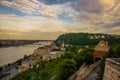 Budapest, Hungary: Chain bridge on Danube river in Budapest city. Hungary. Urban landscape panorama with old buildings Royalty Free Stock Photo