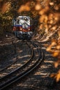 Budapest, Hungary - Children`s train on the S curve track in the Hungarian woods of Huvosvolgy Royalty Free Stock Photo