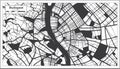 Budapest Hungary City Map in Black and White Color in Retro Style. Outline Map